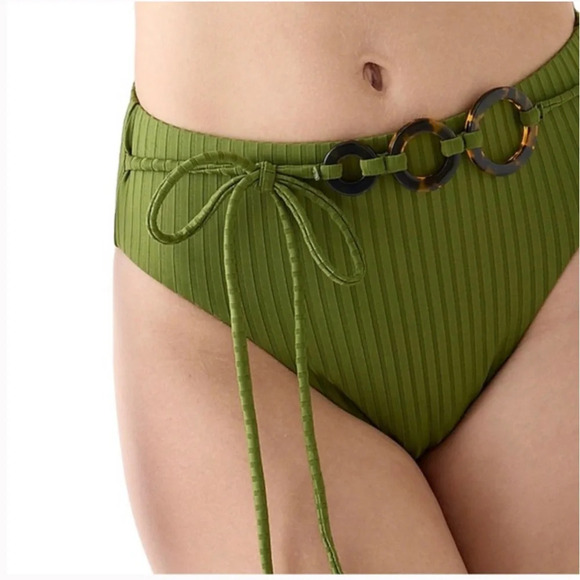 J. Crew Bikini Bottom Wide-Rib High-Rise Canteen Green Plus Size  3X - Picture 2 of 4